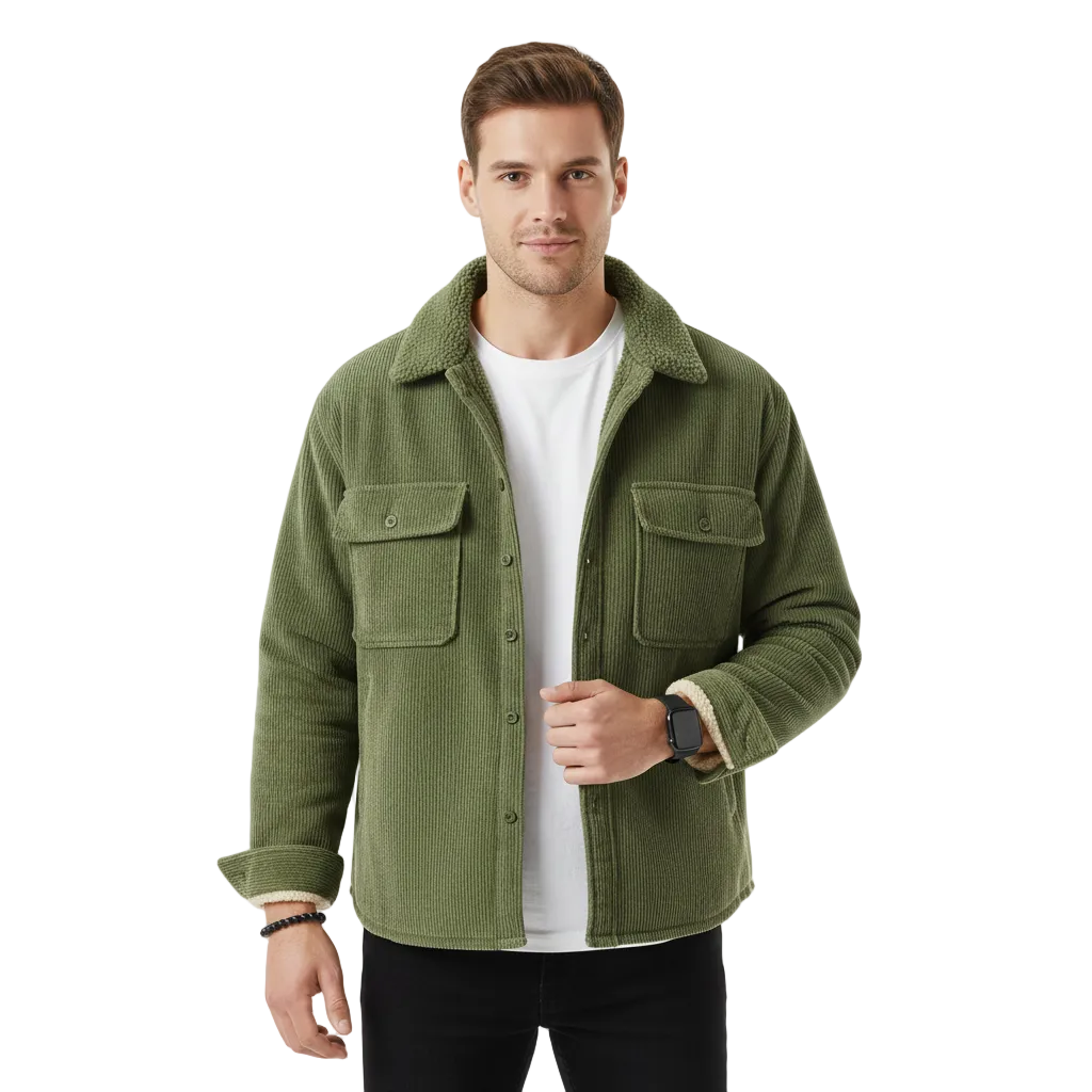 Pánská košile Euh z manšestrového sametu s podšívkou Sherpa – vintage styl a venkovní teplo