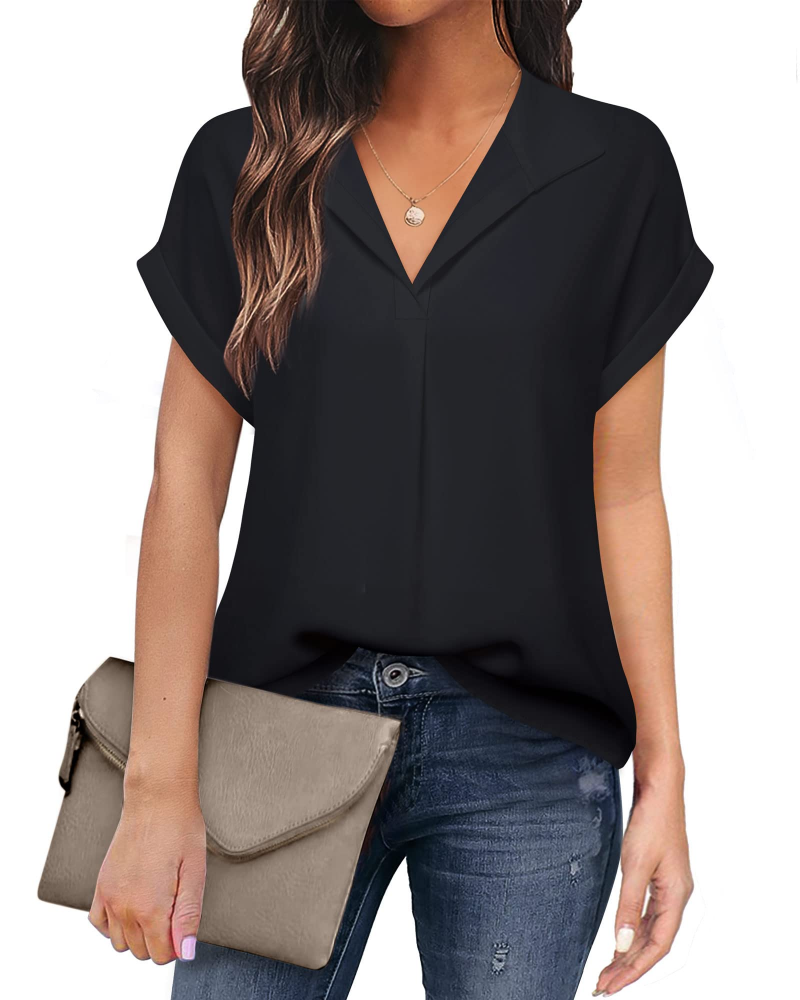 Eluna Dámská Halenka – Lehká Halenka z Mušelínu s Výstřihem do V Elegantní Business Casual