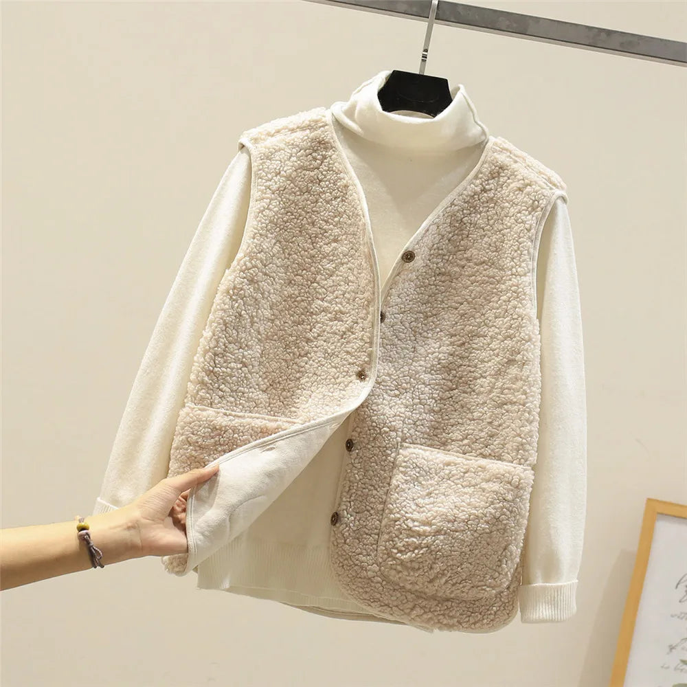 Kate Women's Sleeveless Vest – Sherpa Sheep Wool Effect Warm, Lightweight & Casual