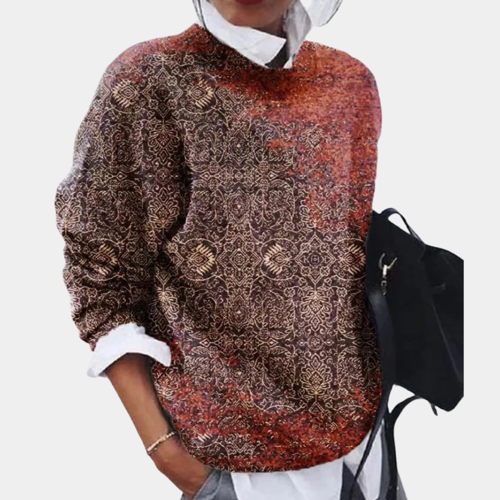 Elle Pull Graphique en Maille Femme – Coupe Décontractée Légère en Tissu Doux et Respirant