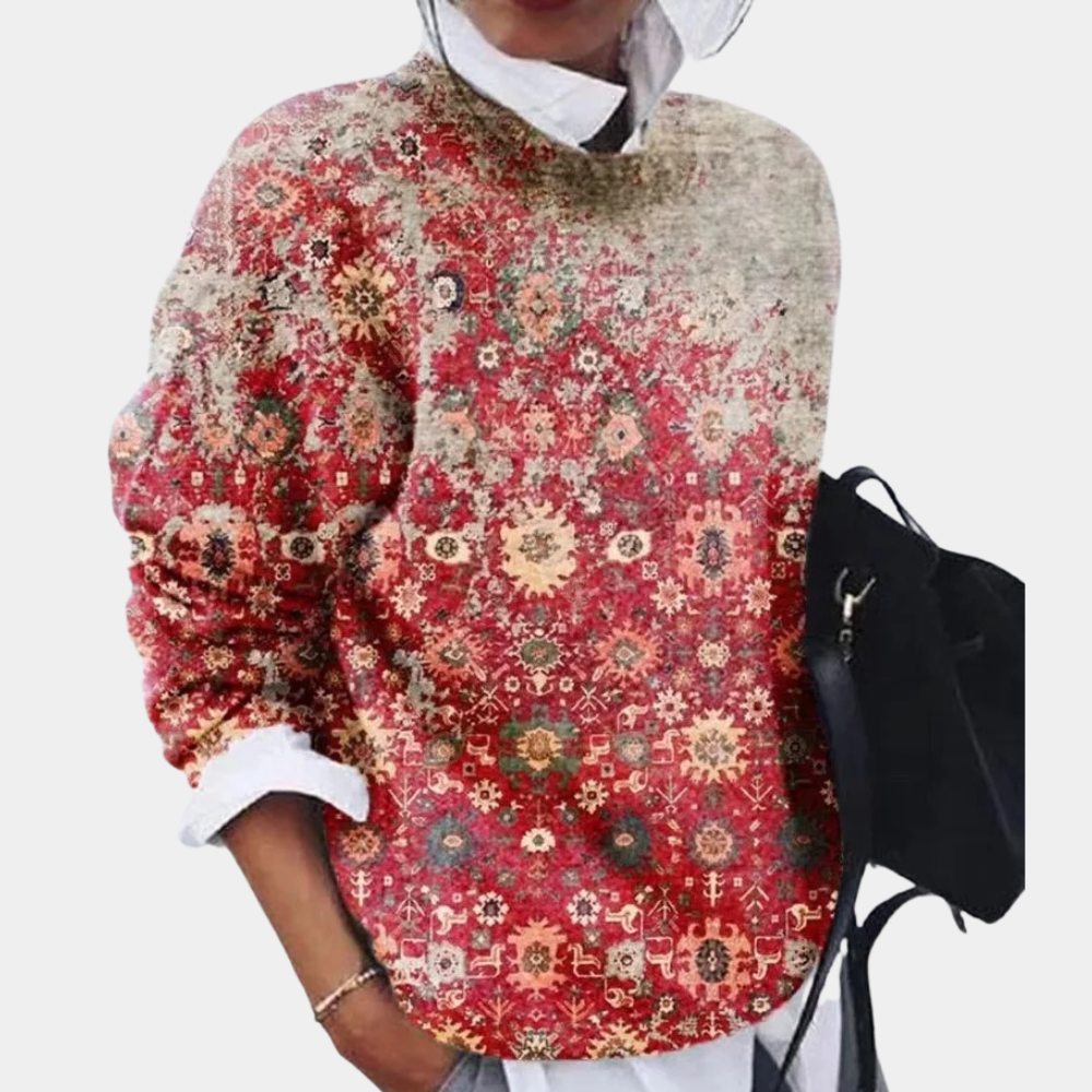 Elle Pull Graphique en Maille Femme – Coupe Décontractée Légère en Tissu Doux et Respirant