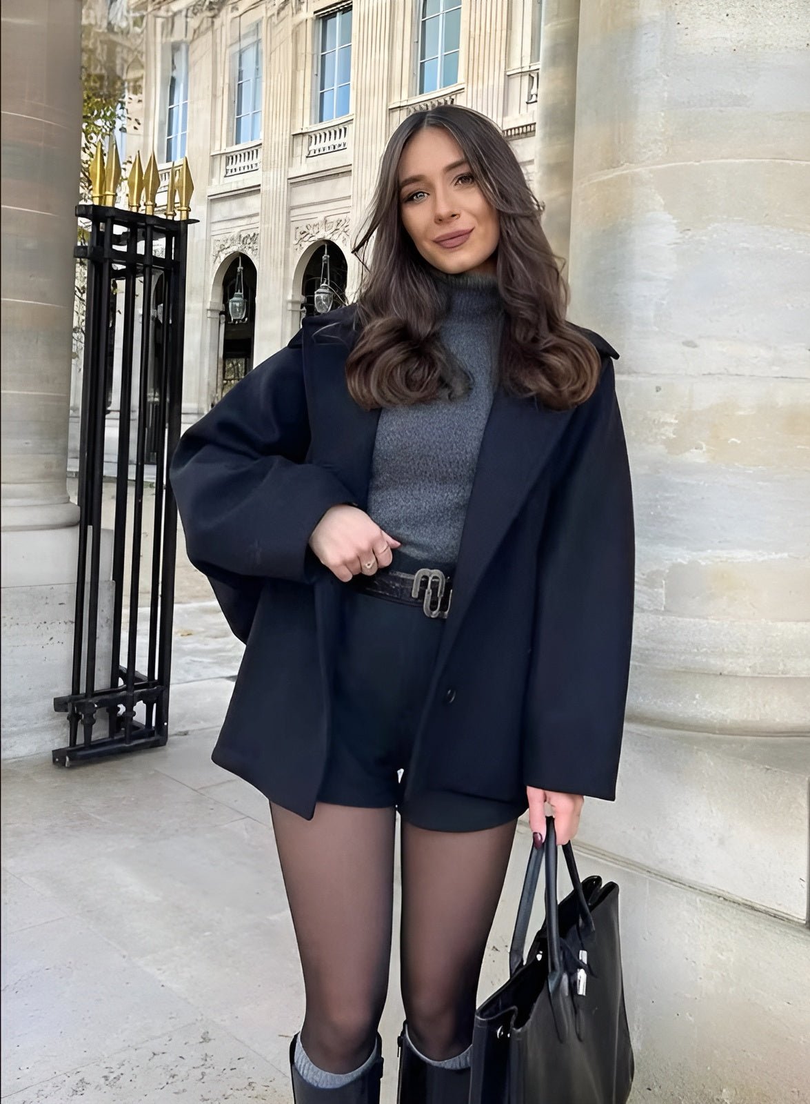 Aitana ženski kaput od mješavine vune – minimalistički dizajn oversize s širokim reverima i opuštenim krojem
