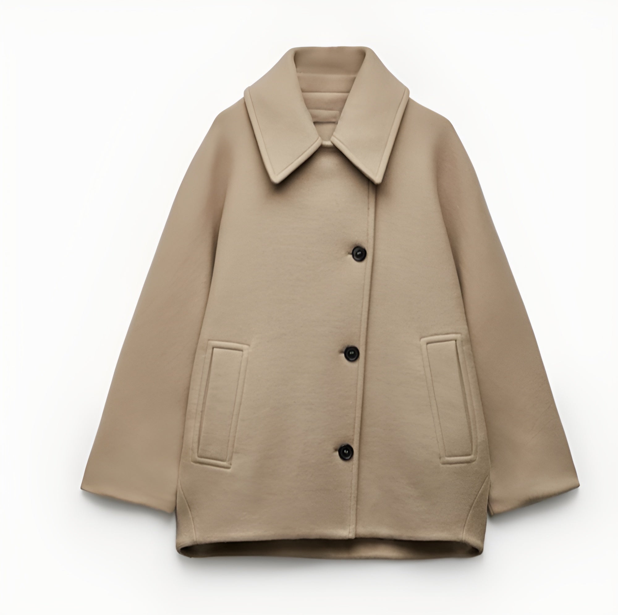Zoë Casaco Oversize de Lã Mulher – Casaco de Inverno Chic com Botões e Gola Clássica
