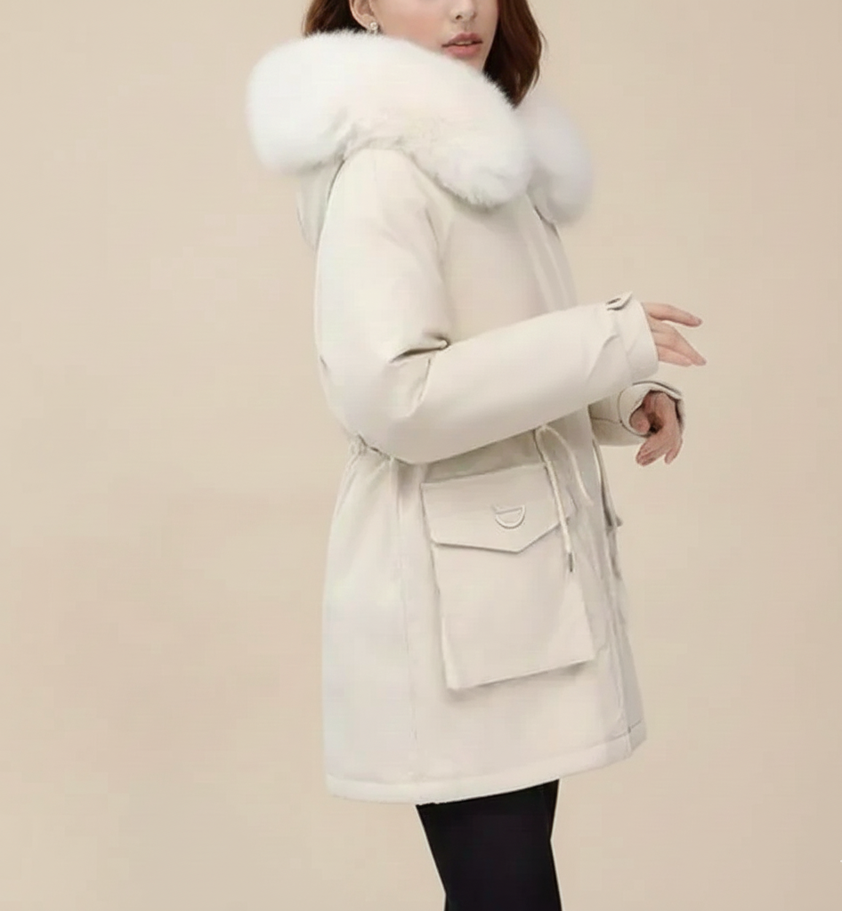 Belise Casaco de Inverno Mulher – Casaco Acolchoado Elegante com Gola Removível e Cintura Ajustável