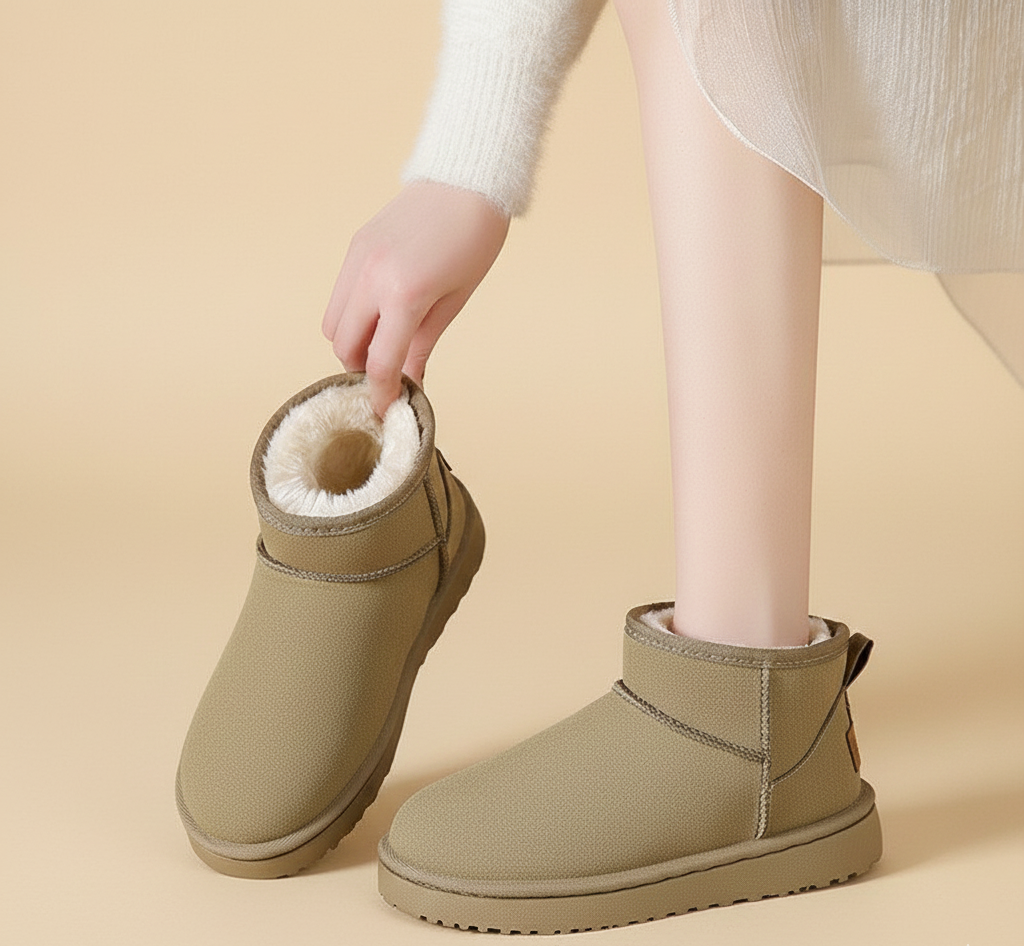 Hazel Botins Mulher em Pele de Carneiro – Botins de Inverno Quentes com Forro de Pêlo