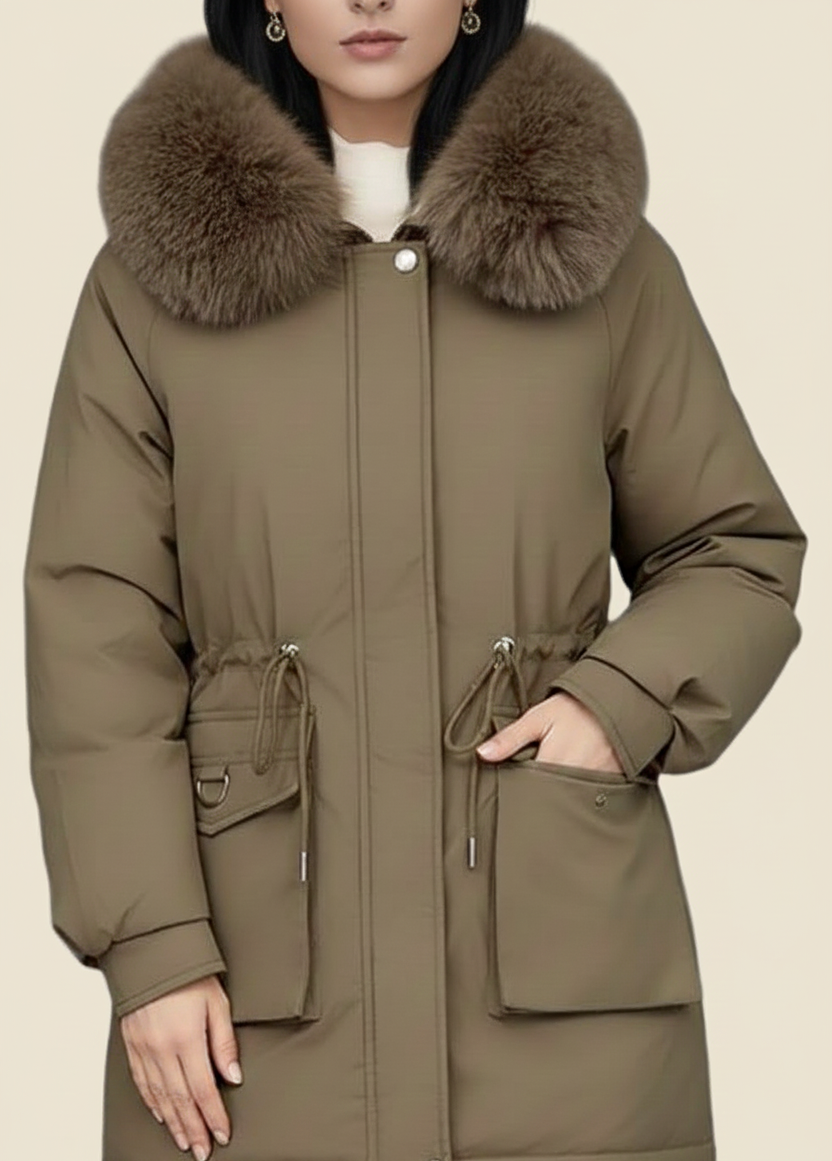 Belise Casaco de Inverno Mulher – Casaco Acolchoado Elegante com Gola Removível e Cintura Ajustável