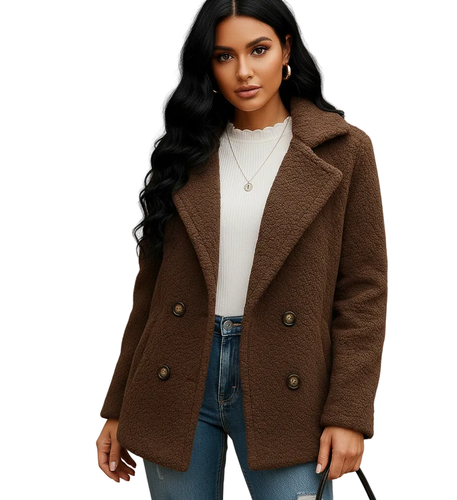 Noora Giacca Corta Donna – Cappotto Elegante Slim con Chiusura a Bottoni Classici