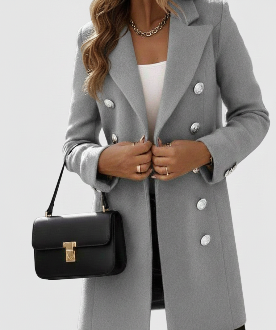 TailleurChic Damen Cabán – Taillierter Mantel mit doppelter Knopfleiste und elegantem Revers