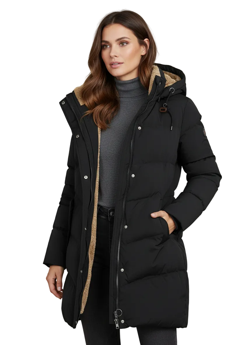 Alexandra Casaco Longo com Capuz para Mulher – Casaco de Inverno Elegante com Corte Confortável