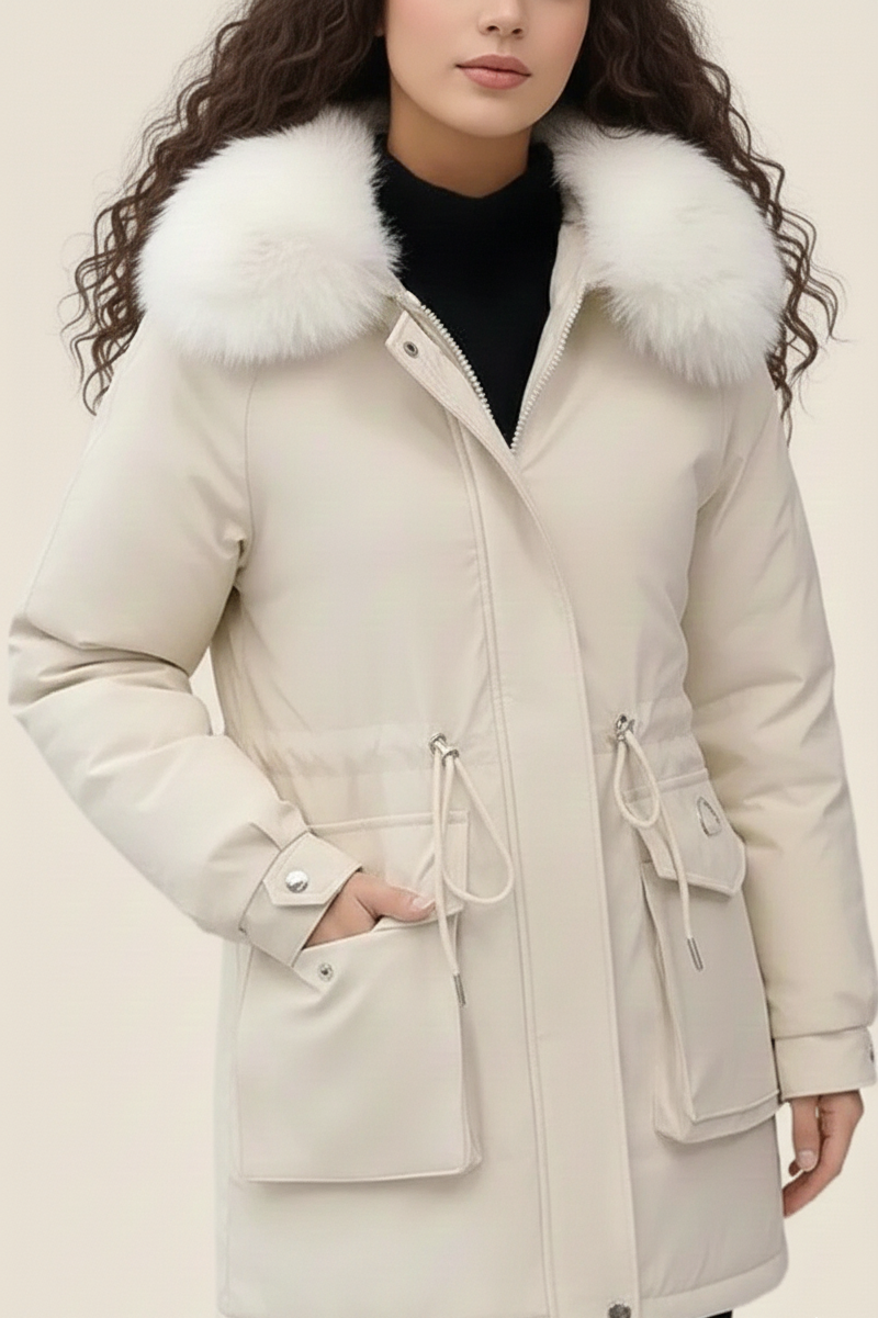 Belise Casaco de Inverno Mulher – Casaco Acolchoado Elegante com Gola Removível e Cintura Ajustável