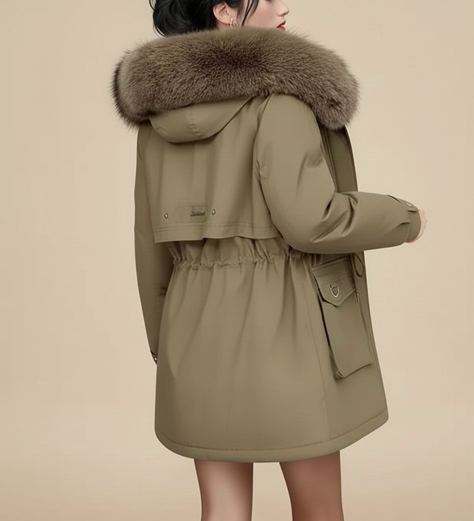 Belise Casaco de Inverno Mulher – Casaco Acolchoado Elegante com Gola Removível e Cintura Ajustável