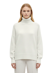 Clara Pull Col Oversize Femme – Tricot Chaud en Mélange Laine Mérinos Style Vintage