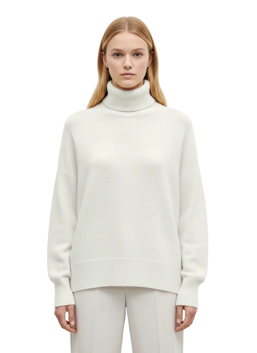 Clara Oversize Rolák Dámský – Teplý Svetr z Merino Vlněné Směsi Vintage Styl