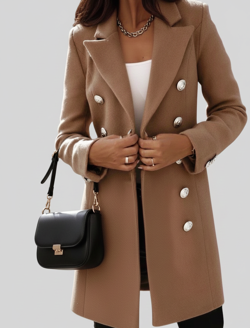 TailleurChic Damen Cabán – Taillierter Mantel mit doppelter Knopfleiste und elegantem Revers