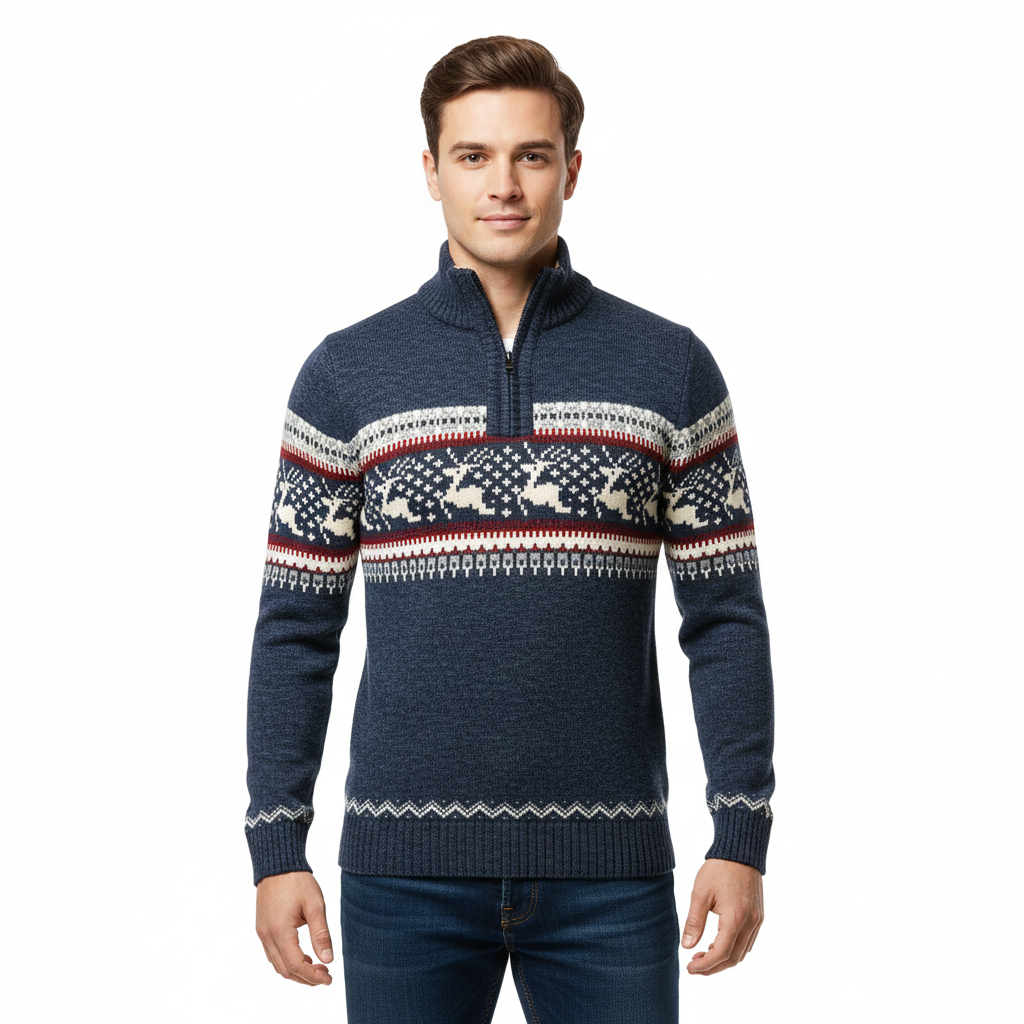 Orly Pull de Noël Homme – Tricot Chaud avec Motifs Festifs & Coupe Confortable