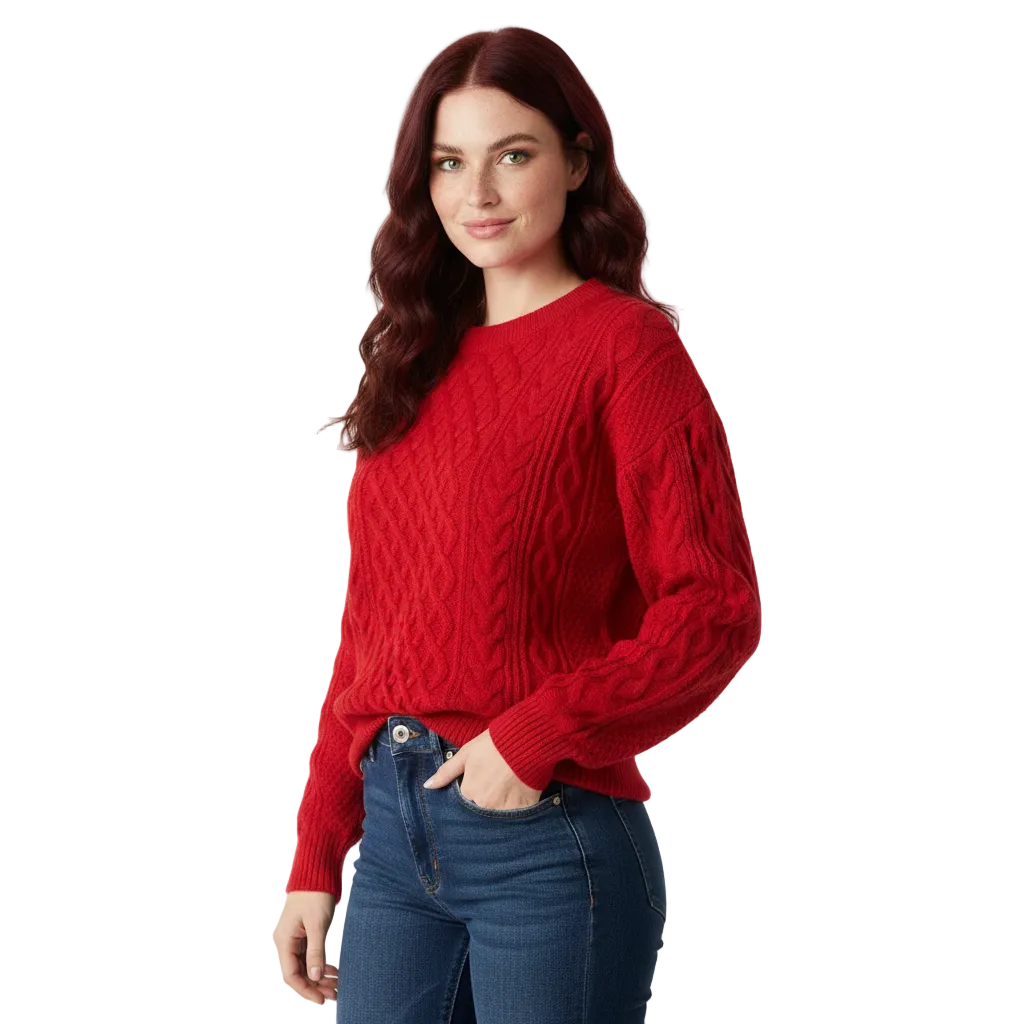 Avey Pull Unisex – Miękki Sweter z Warkoczowym Wzorem, Okrągłym Kołnierzem i Komfortowym Krojem