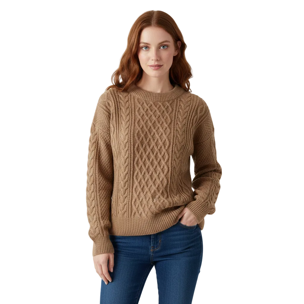Avey Pull Unisex – Miękki Sweter z Warkoczowym Wzorem, Okrągłym Kołnierzem i Komfortowym Krojem