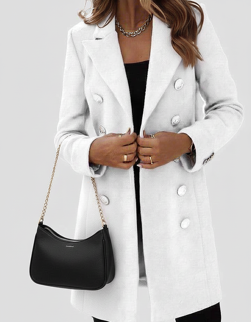 TailleurChic Damen Cabán – Taillierter Mantel mit doppelter Knopfleiste und elegantem Revers