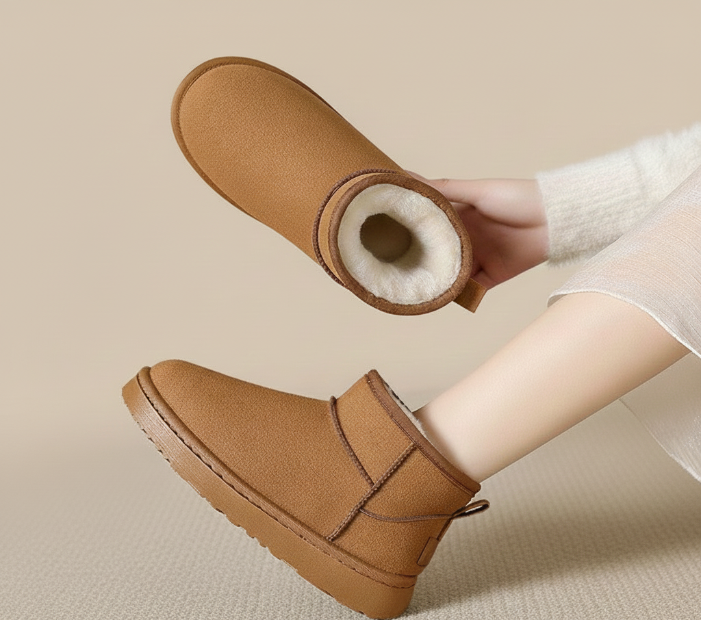 Hazel Botins Mulher em Pele de Carneiro – Botins de Inverno Quentes com Forro de Pêlo