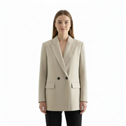Genai Casaco Blazer Oversize Mulher – Corte Longo Elegante com Duplo Botão