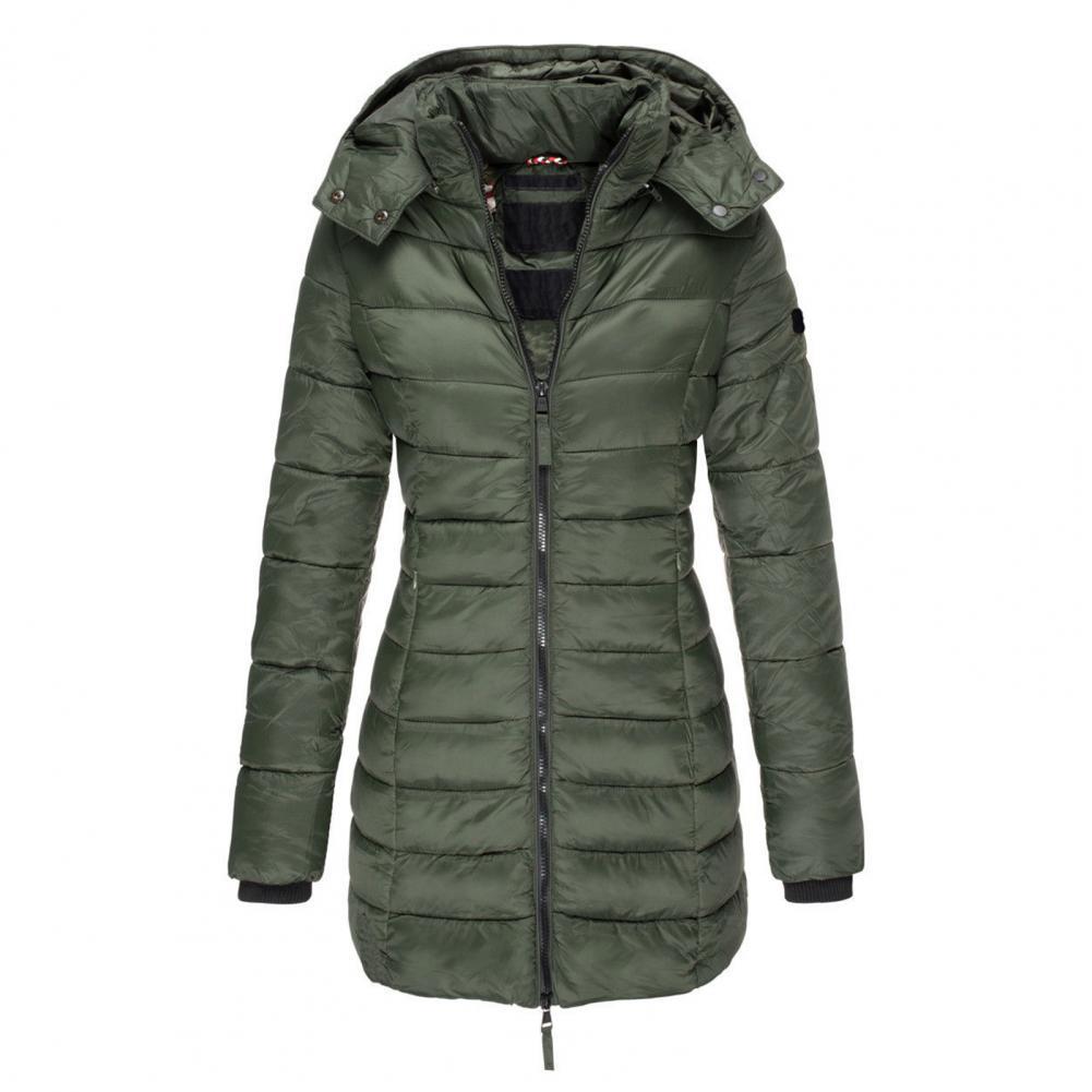 Resee Manteau Long Matelassé Femme à Capuche – Coupe Cintrée & Chaleur Élégante
