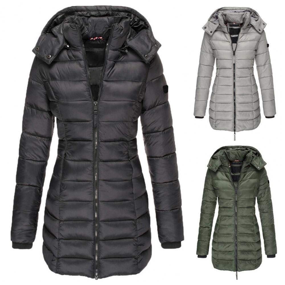 Resee Manteau Long Matelassé Femme à Capuche – Coupe Cintrée & Chaleur Élégante