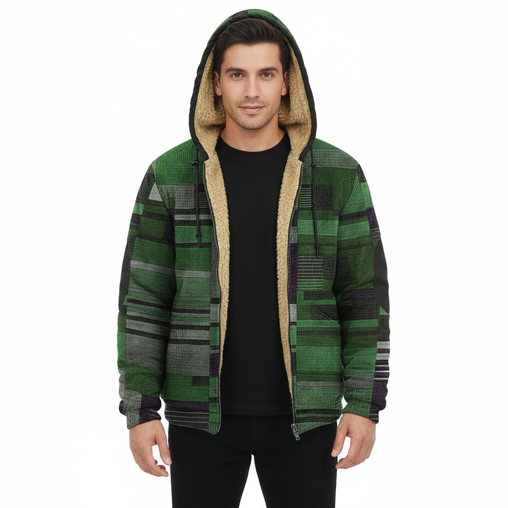 Jameson Herre Patchwork Vest – Fleecejakke med Hætte, Komfortabel Pasform & Urban Stil