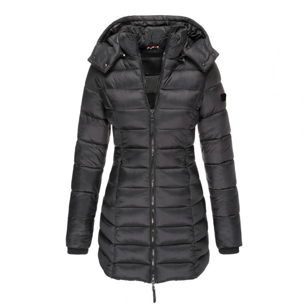 Resee Manteau Long Matelassé Femme à Capuche – Coupe Cintrée & Chaleur Élégante