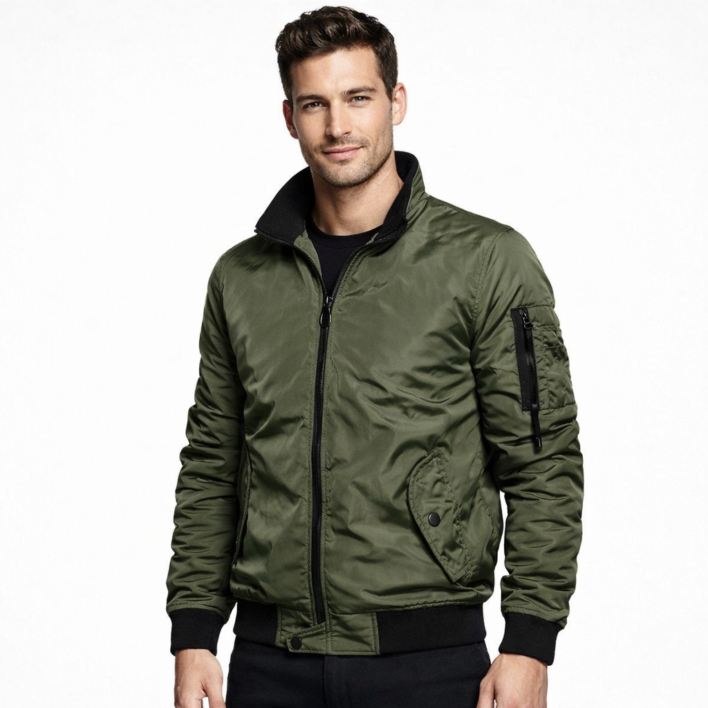 Henry Bomber Homme – Veste Légère Coupe Relax avec Poche Utilitaire sur Manche