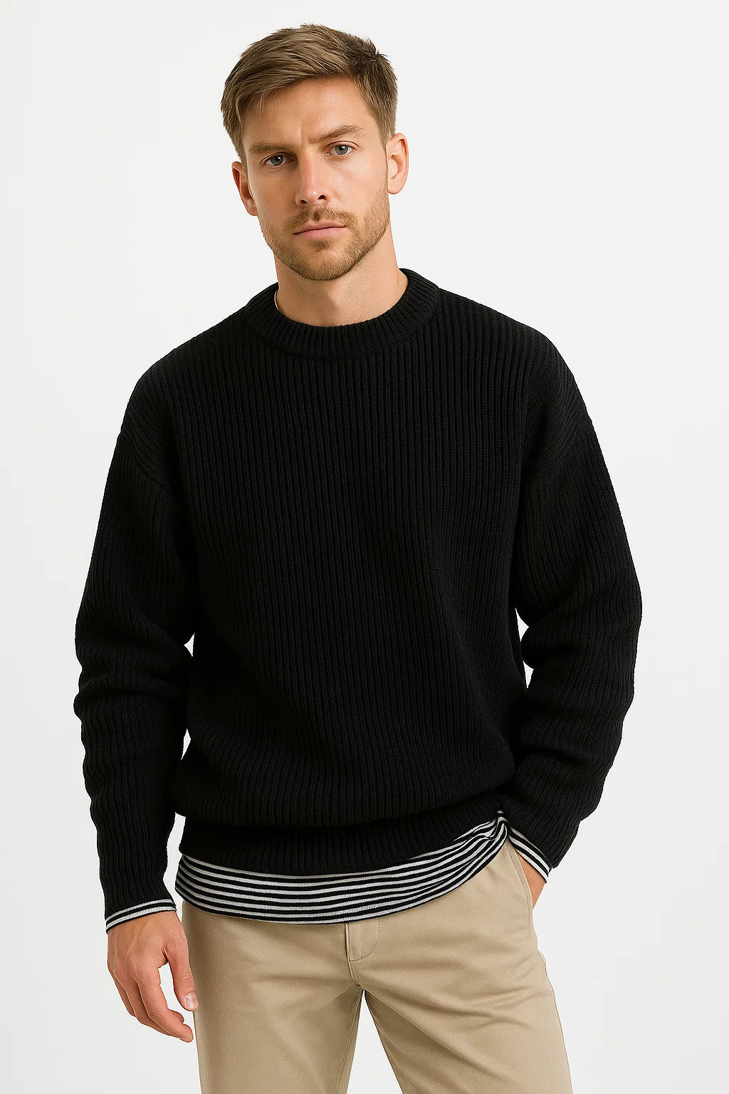 Nate Pull Oversize Uomo – Taglio Ampio, Maglia Coste e Stile Casual Invernale