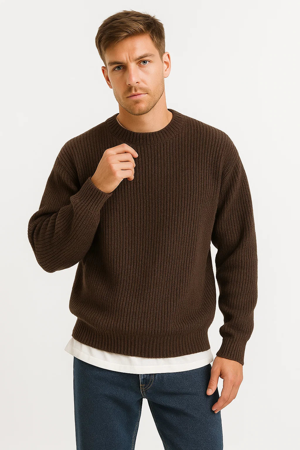 Nate Pull Oversize Uomo – Taglio Ampio, Maglia Coste e Stile Casual Invernale