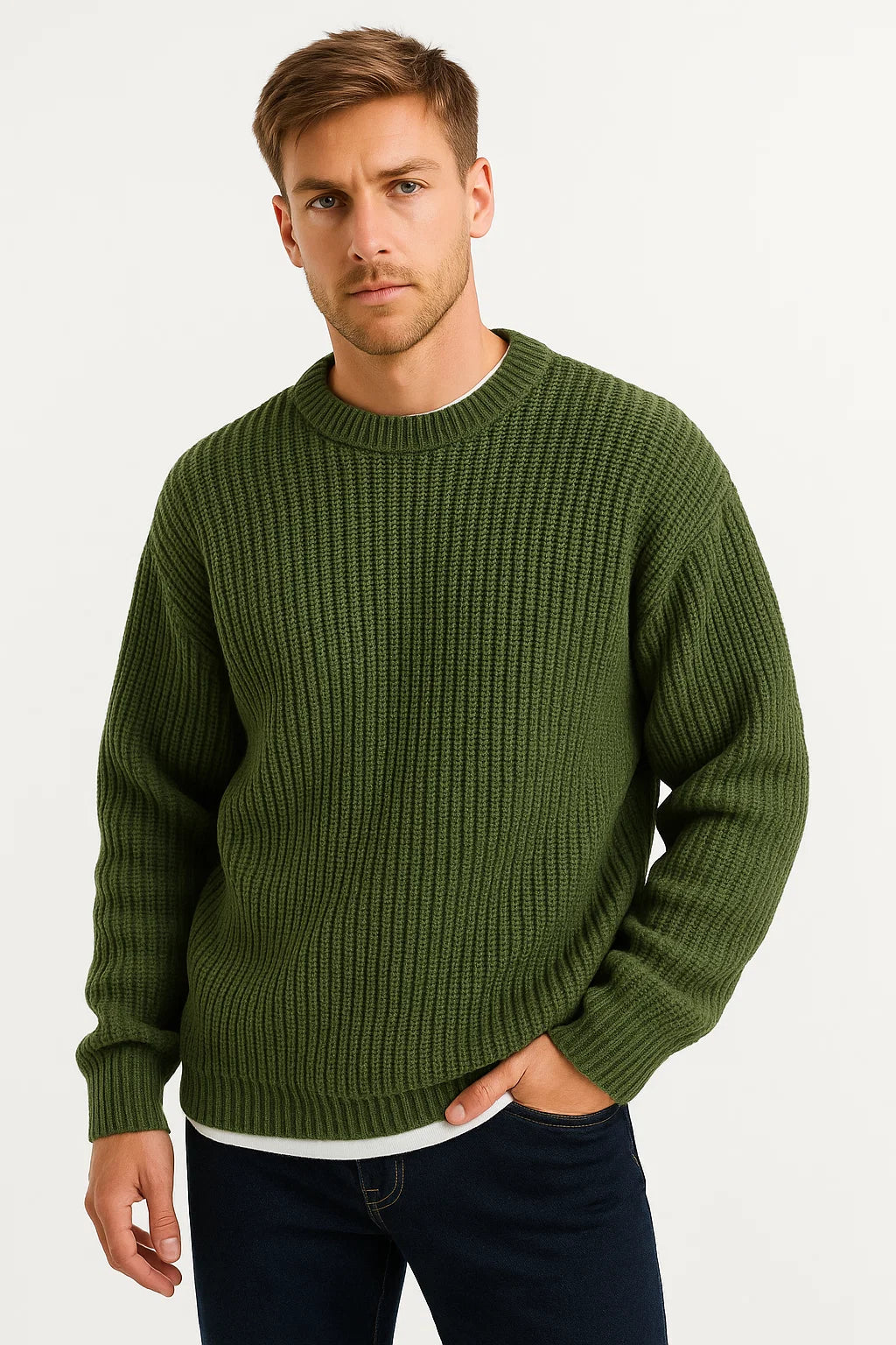Nate Pull Oversize Uomo – Taglio Ampio, Maglia Coste e Stile Casual Invernale