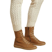 Melly γυναικείες μπότες μέσης γάμπας – ρετρό μπότες με κορδόνια, φερμουάρ & επίπεδη σόλα