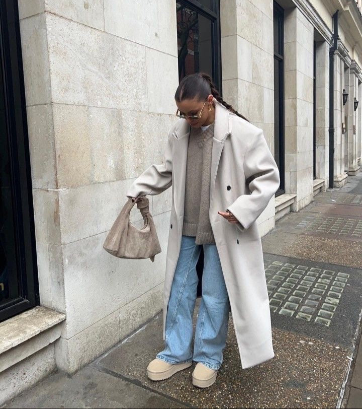 Claudia Manteau Oversize Donna – Giacca Elegante Doppiopetto con Spalle Strutturate