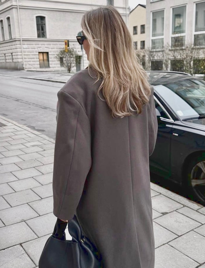 Claudia Manteau Oversize Donna – Giacca Elegante Doppiopetto con Spalle Strutturate