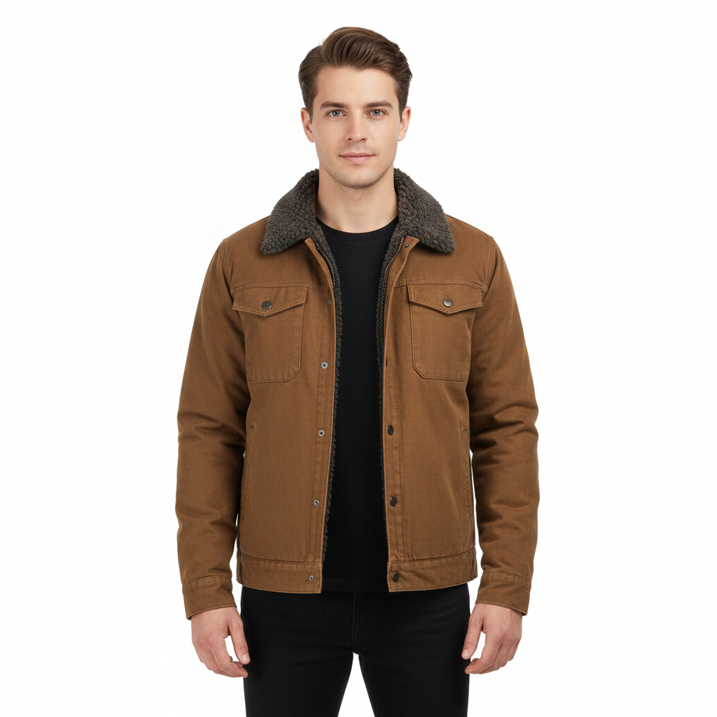 Morgan Kurtka Zimowa Męska – Koszula Kurtka Podszyta Polarem z Kieszeniami i Napami