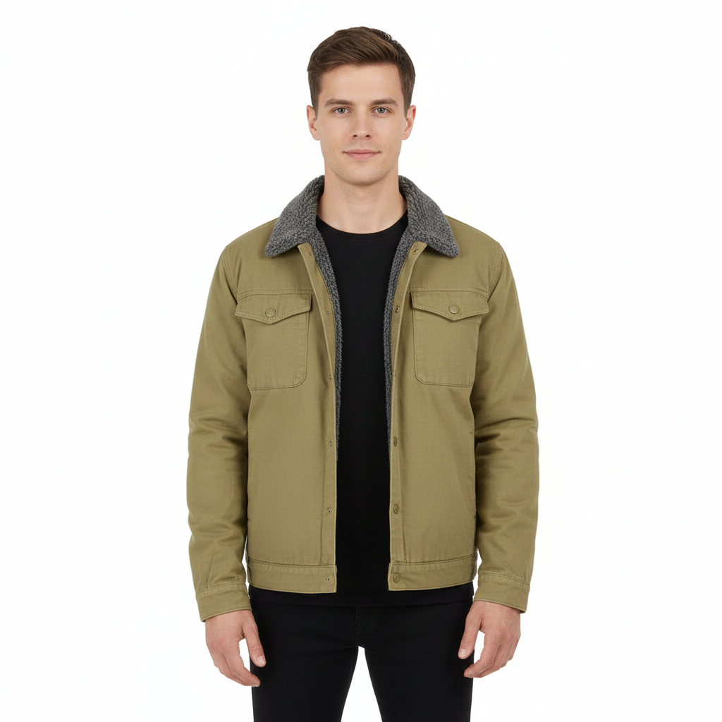 Morgan Kurtka Zimowa Męska – Koszula Kurtka Podszyta Polarem z Kieszeniami i Napami