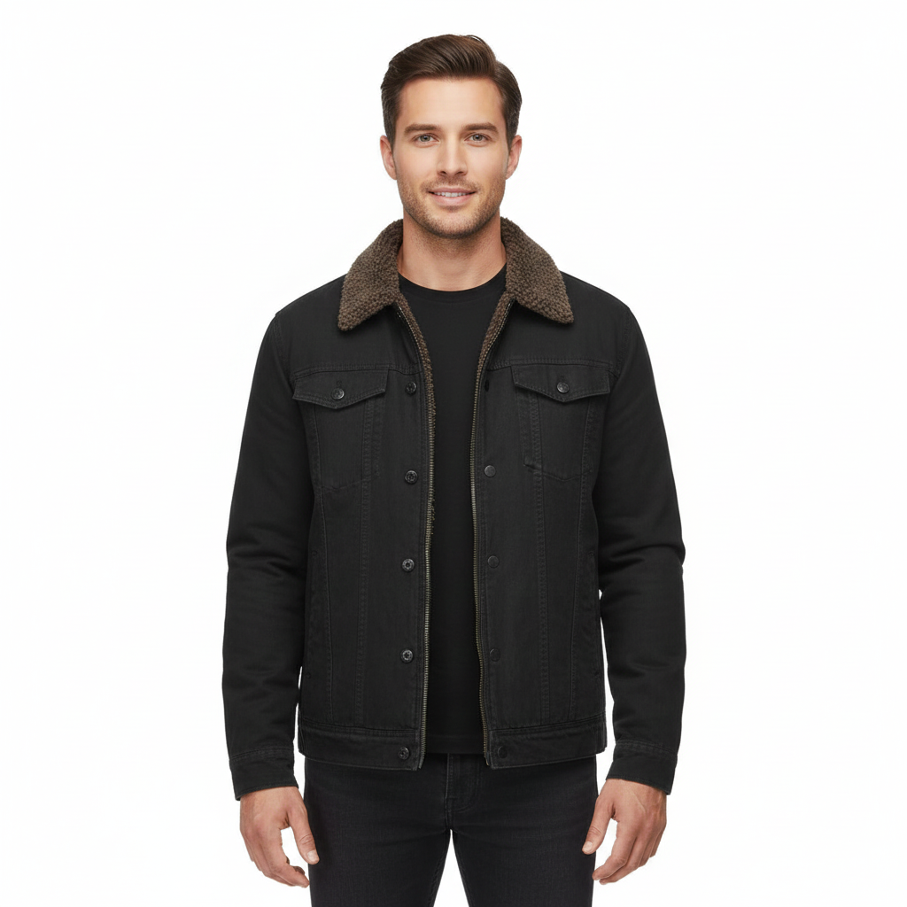 Morgan Herren Winterjacke – Fleece-gefüttertes Shirtjacke mit Taschen & Druckknöpfen