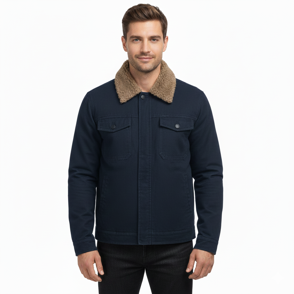 Morgan Herren Winterjacke – Fleece-gefüttertes Shirtjacke mit Taschen & Druckknöpfen