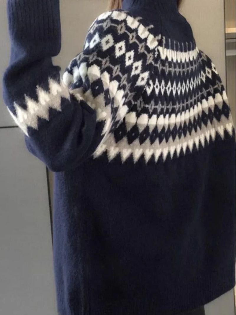 Keith Pull Fair Isle Ženski Oversize – Topli Džemper s Klasičnim Nordijskim Uzorkom