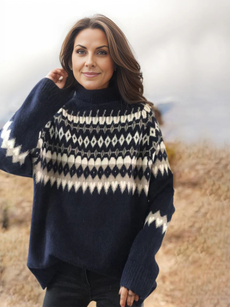 Keith Pull Fair Isle Ženski Oversize – Topli Džemper s Klasičnim Nordijskim Uzorkom