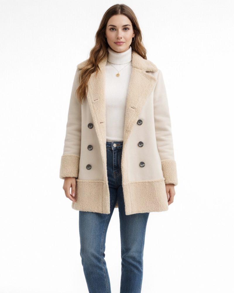 Aurore Veste Teddy Femme – Veste Hiver Doublée Chaude Longue et Confortable