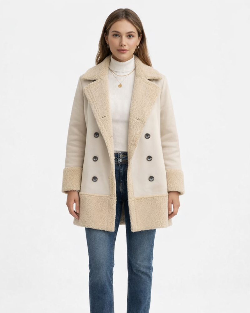 Aurore Veste Teddy Femme – Veste Hiver Doublée Chaude Longue et Confortable