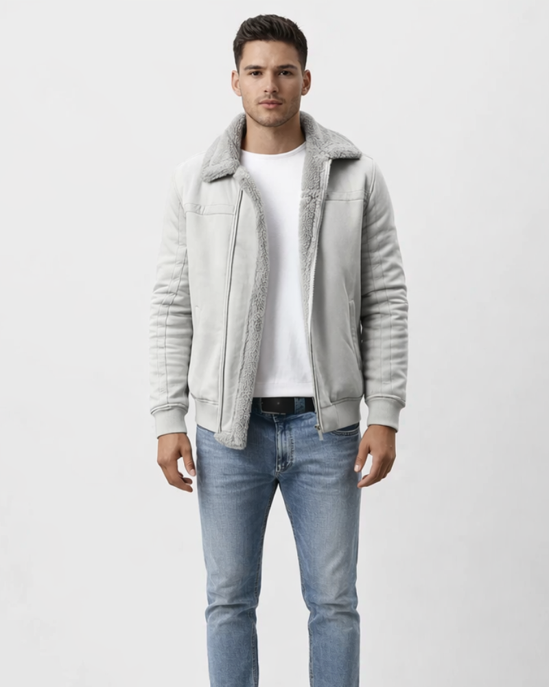 Toby Herrenjacke – Jacke mit Shearling-Futter, Reißverschluss, strukturiertem Kragen, komfortabel für den Winter