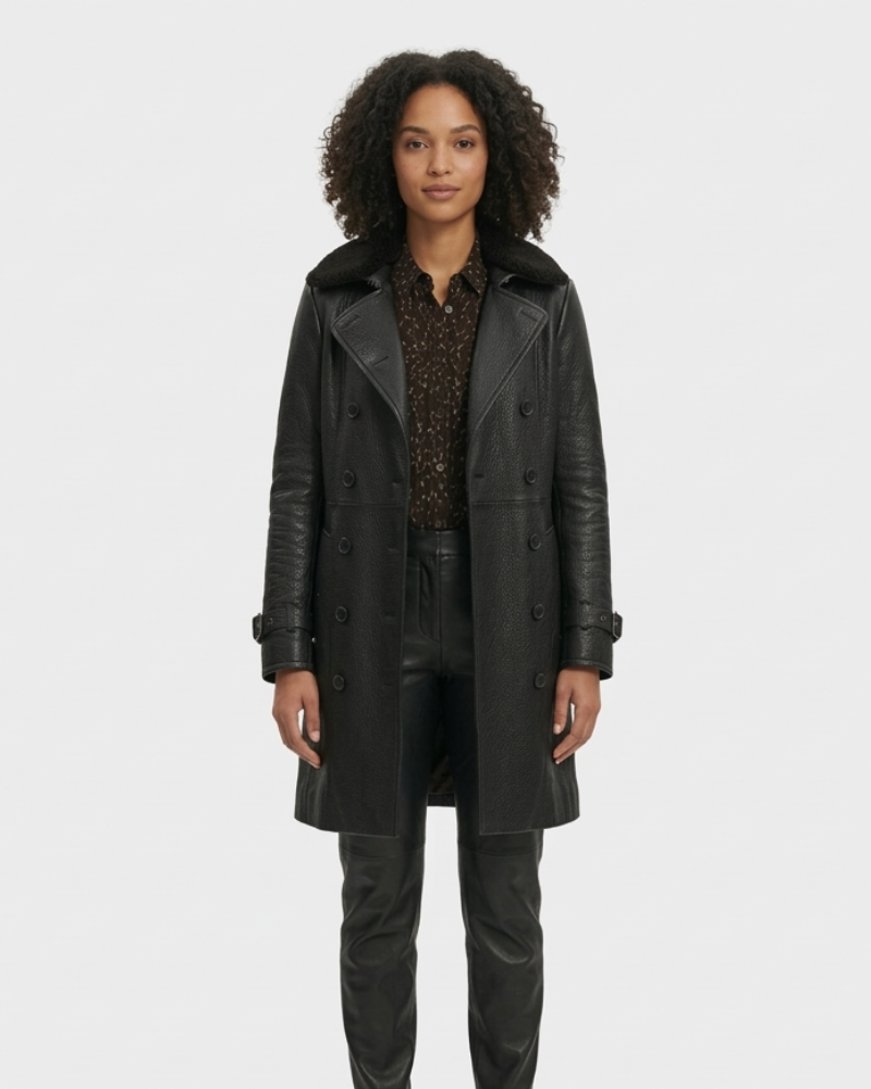 Abrigo de cuero para mujer Millie – Abrigo elegante de corte ajustado estilo atemporal
