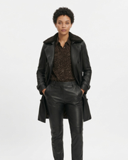Abrigo de cuero para mujer Millie – Abrigo elegante de corte ajustado estilo atemporal