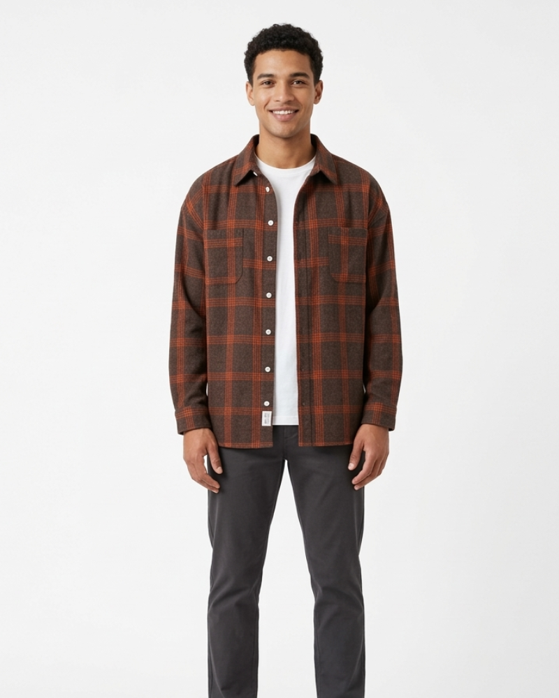 Milo Herren-Flanellhemd – Langärmeliges Hemd mit Knopfleiste, gerader Schnitt