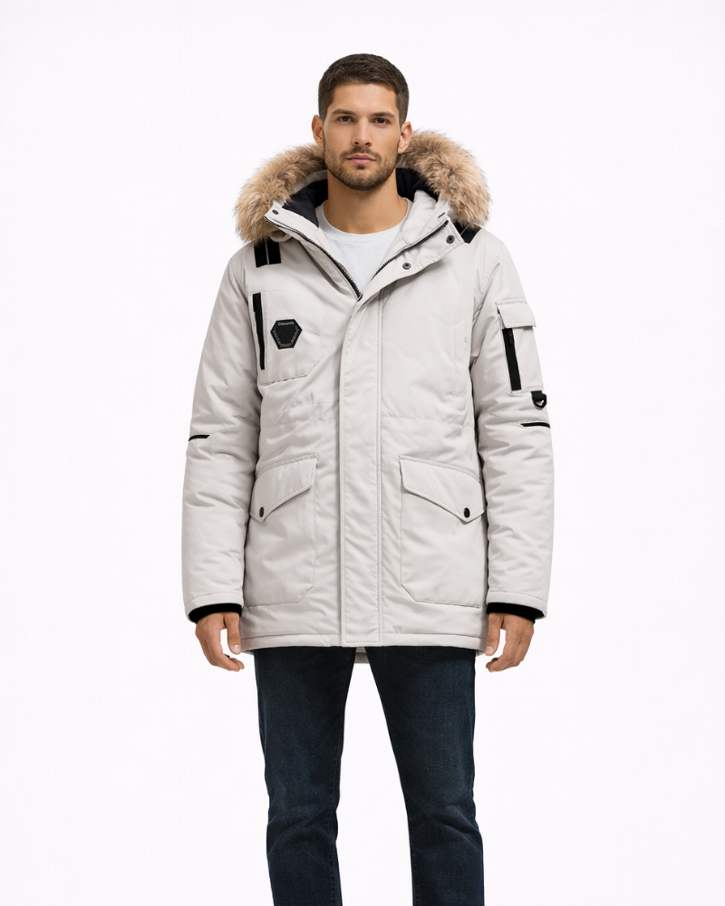 Xadrien Herren Wintermantel – Warmer Parka mit Kapuze und Kunstpelz im urbanen Stil
