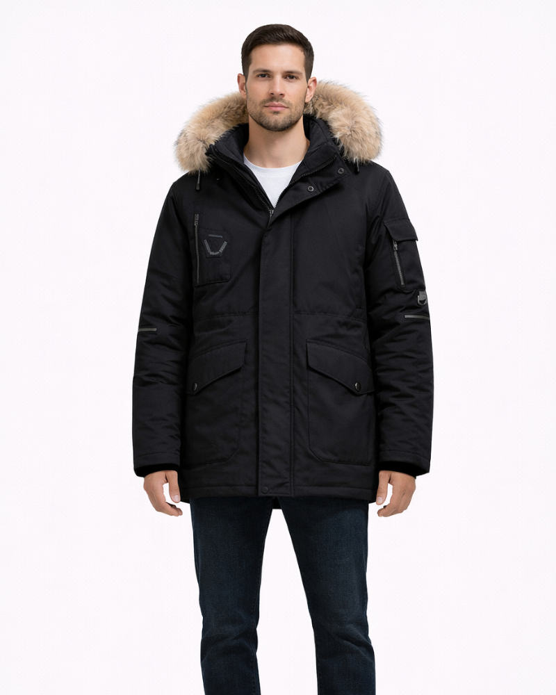 Xadrien Herren Wintermantel – Warmer Parka mit Kapuze und Kunstpelz im urbanen Stil