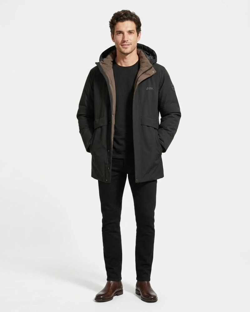 Antoine Herren Parka Mid-Länge – Integrierte Kapuze, Steppjacke Winddicht Winter